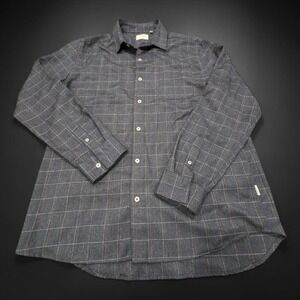 7Diamonds Button Down Shirt Mens L Charcoal Grey Windowpane Check Long Sleeve